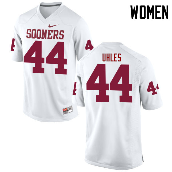 Women Oklahoma Sooners #44 Jaxon Uhles College Football Jerseys Game-White